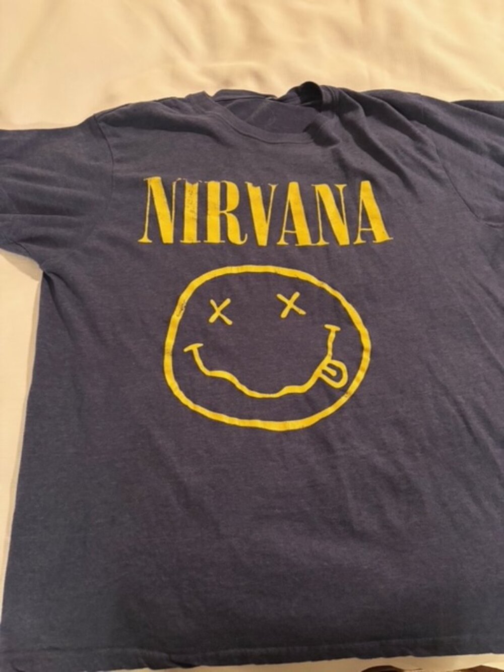 Nirvana Smiley Face T-Shirt Men’s XL Blue – Grunge Band Tee – Classic Graphic